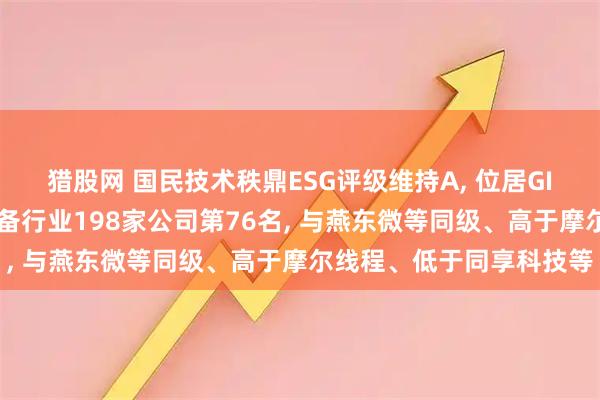 猎股网 国民技术秩鼎ESG评级维持A, 位居GICS三级半导体产品与设备行业198家公司第76名, 与燕东微等同级、高于摩尔线程、低于同享科技等